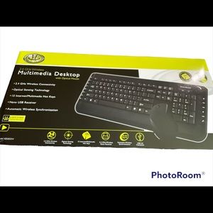 NWT Wireless Multimedia Desktop keyboard with Optical Mouse